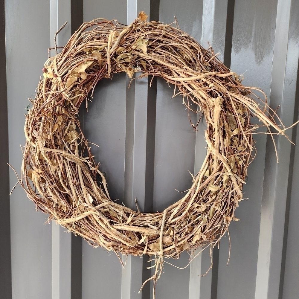 Twig and leaf wrapped rustic western farmhouse wreath Fall festive 18"